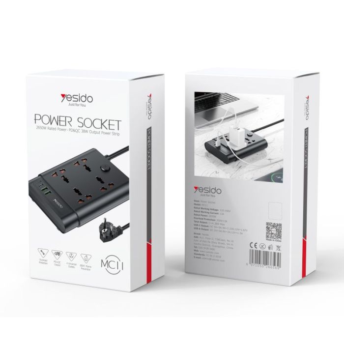 Yesido Mc11 2650W Power Strip 4+Pd+2 Usb Ports Power Socket