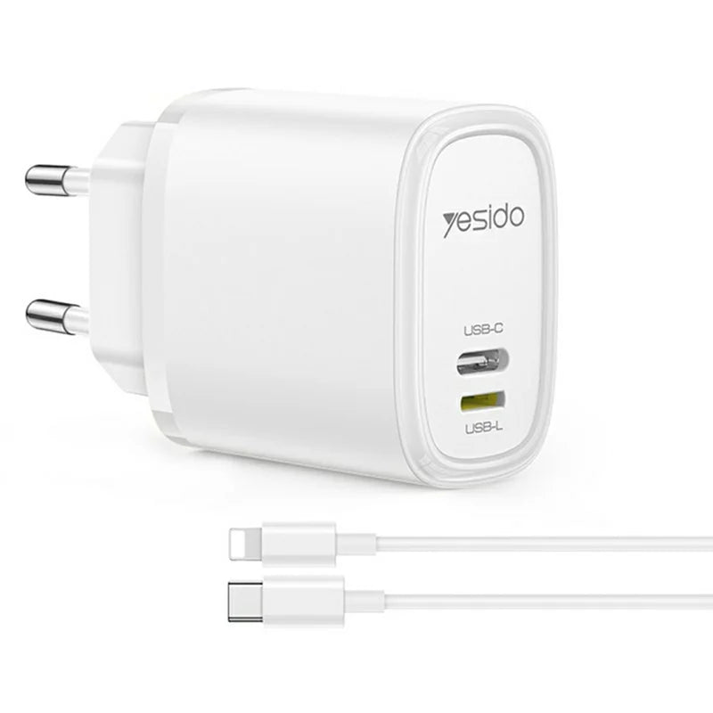 Yesido Yc90 12W 2Port Pd + Iphone Charger With 1M Cable