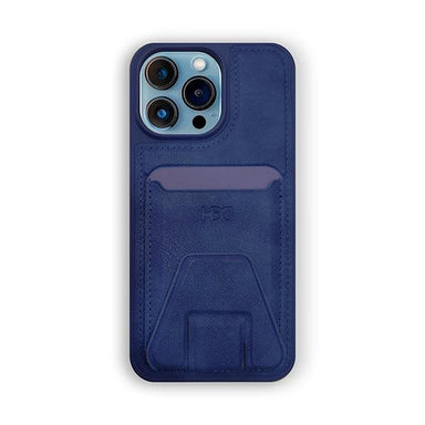 Heci iPhone 13 Pro Max Leather case Card holder with Stand Navy Blue - Future Store