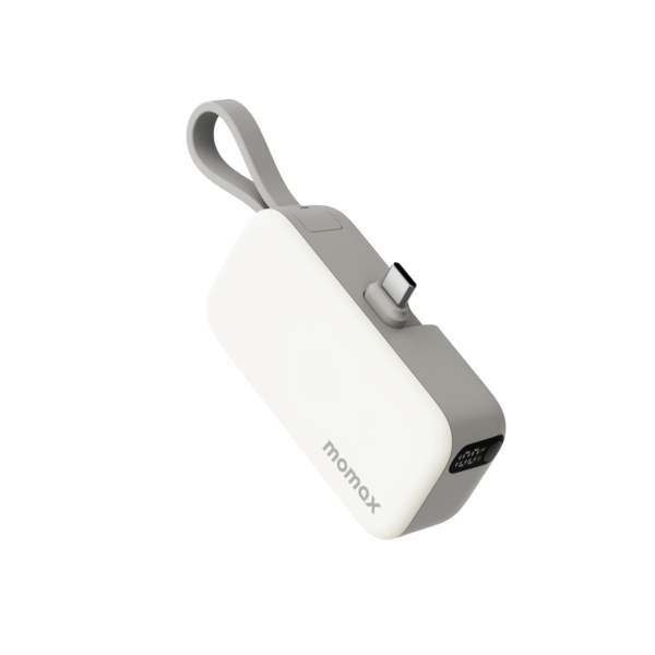 1-Power Mini 5000mAh Bulit-in foldable USB-C Battery pack (White)