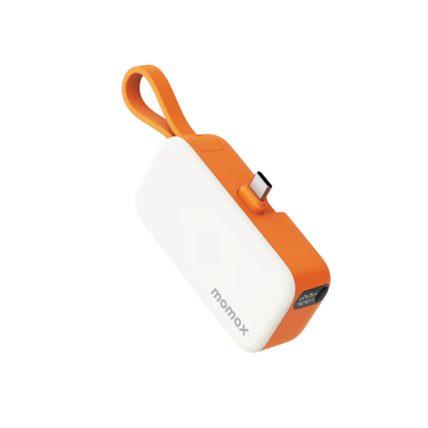 1-Power Mini 5000mAh Bulit-in foldable USB-C Battery pack (Orange)