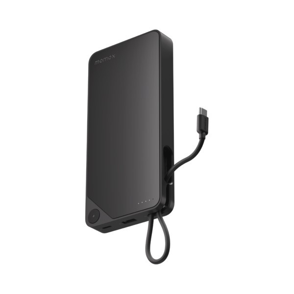 1-Power X Battery Pack (10000mAh) with Built-in USB-C Cable (Black)