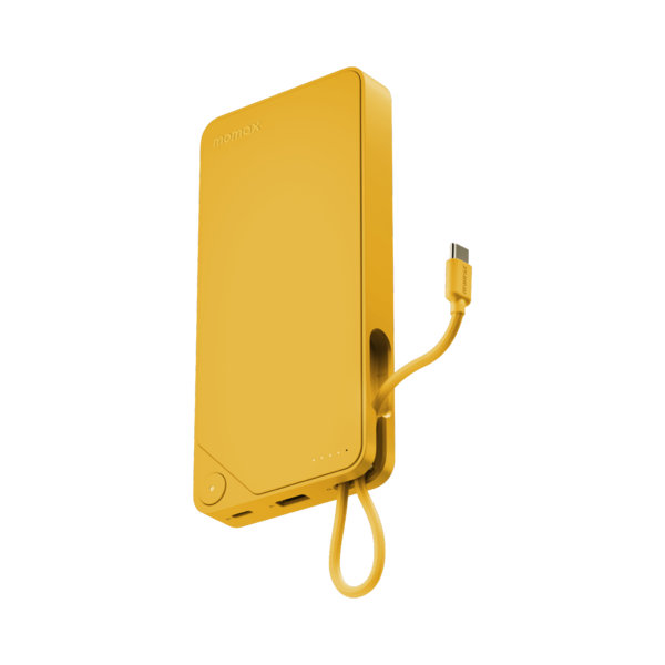 1-Power X Battery Pack (10000mAh) with Built-in USB-C Cable (Yellow)