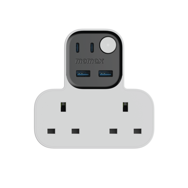 1-Charge Work Flow T-shaped Extention 2 Socket with USB (White)