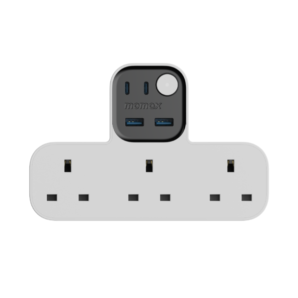 1-Charge Work Flow T-shaped Extention 3 Socket with USB (White)