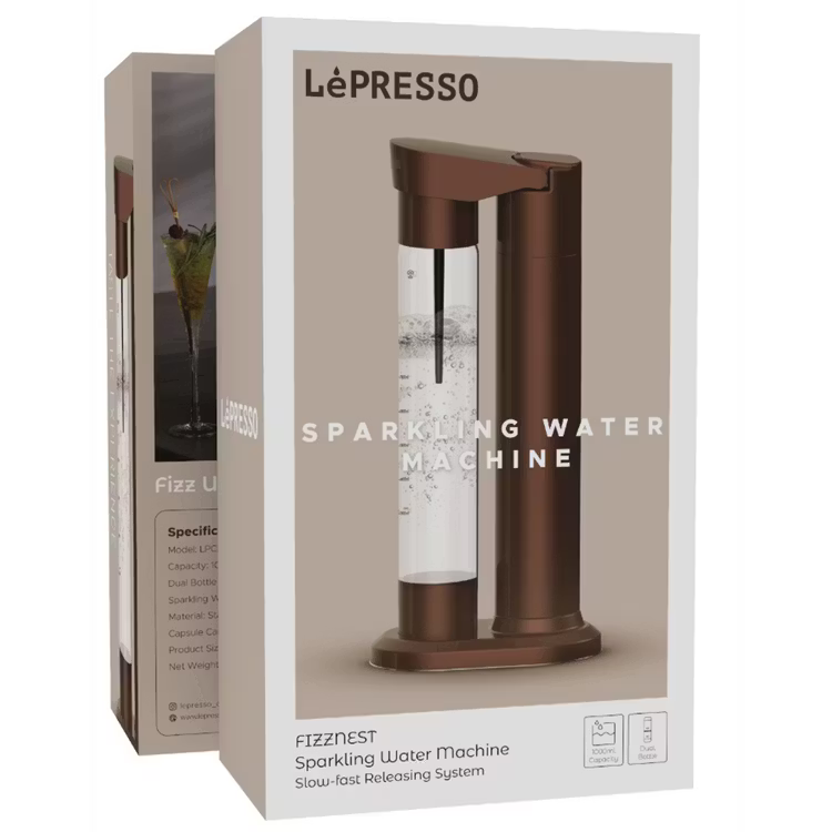 LePresso Fizznest Sparkling Water Machine -Brown