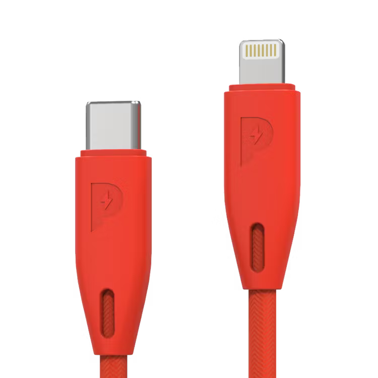 Powerology Braided Usb-C To Lightning Cable  Up To 15000+ Bends (2M/6.6Ft)Red