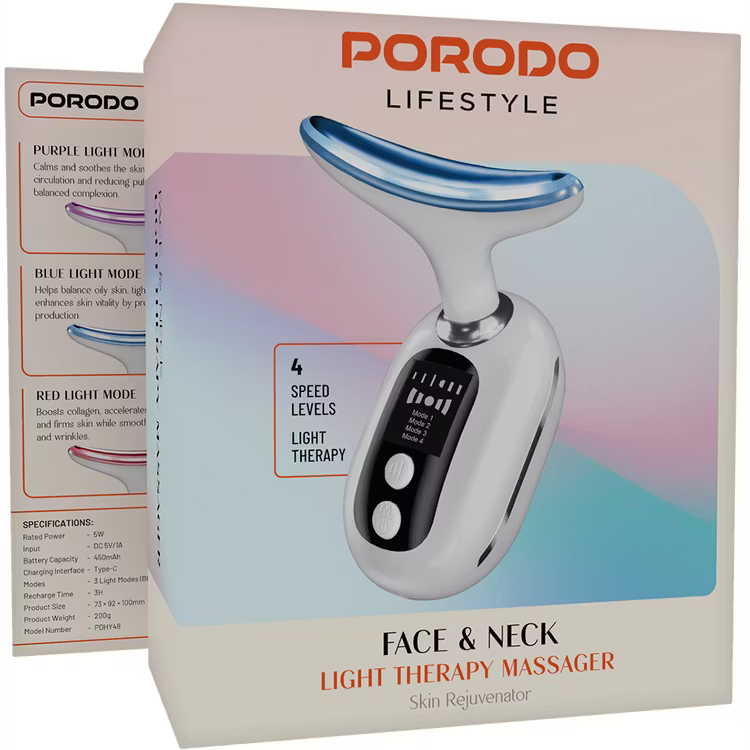 Porodo Lifestyle Face & Neck Light Therapy Massager -White