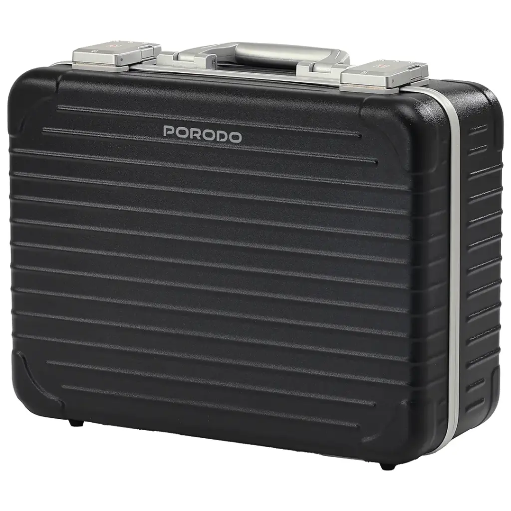 Porodo Lifestyle Travel Makeup Case With Detachable LED Mirror -Black