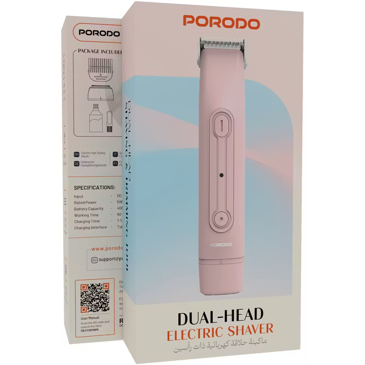 Porodo Lifestyle Dual-Head Electric Shaver -Pink