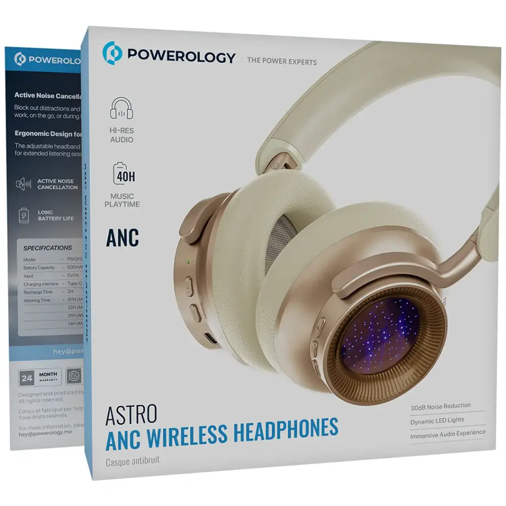 Powerology Astro ANC Wireless Headphones -Beige