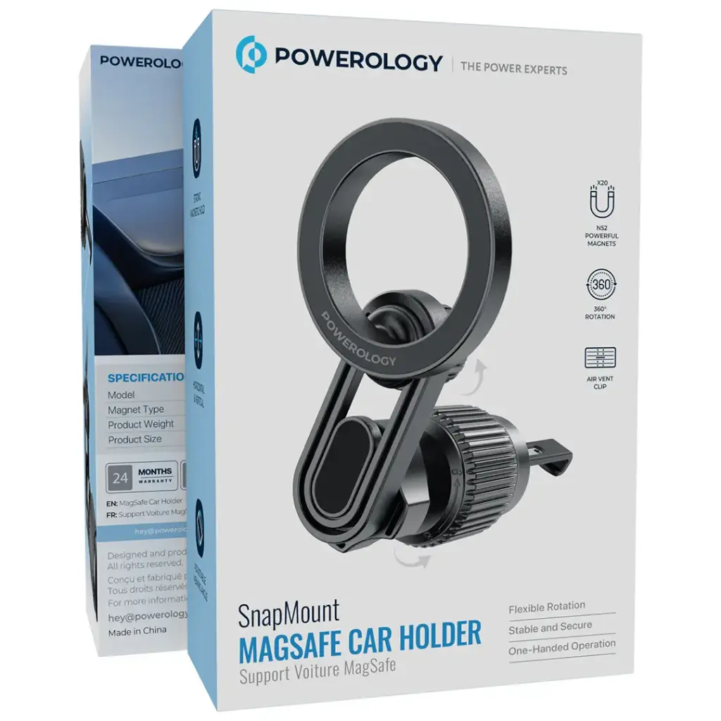 Powerology Snapmount Magsafe Car Holder Black