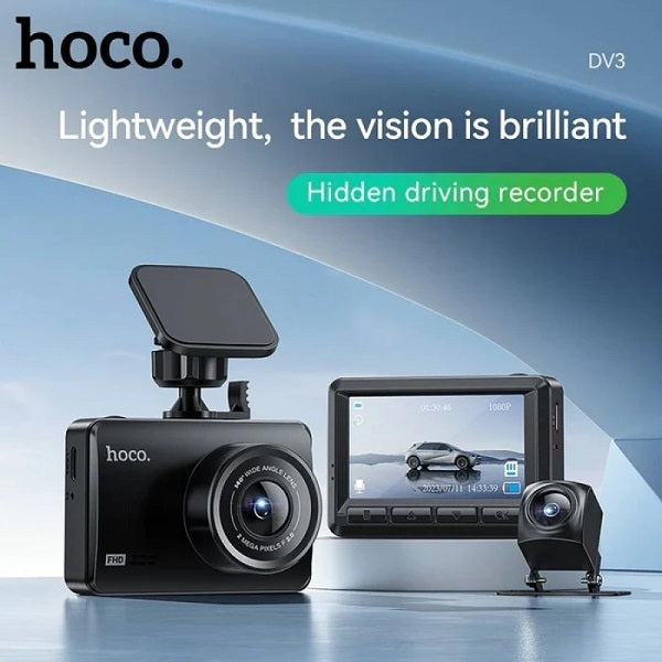 Hoco DV3 Dual Channel HD car dash cam with IPS HD display