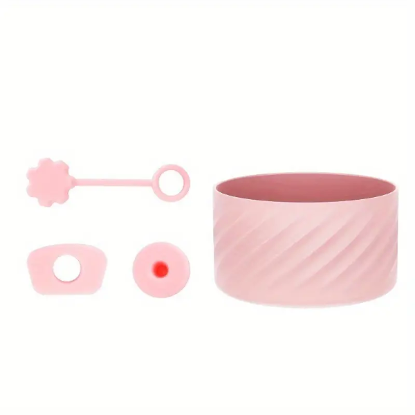 Silicone Kit for Stanley quencher (Spiral Pattern Cup Sleeve/Splash Proof Plug Set-3Pc)-Pink