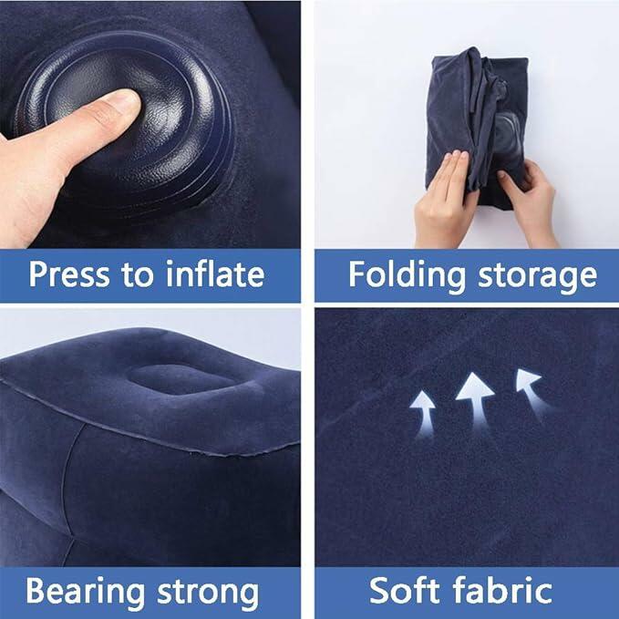 Travelest Portable Travel Foot Leg Rest Pillow with Built-in air Pump for Travel - Navy