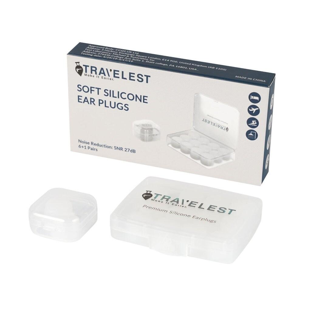 Travelest 6+1 Pairs Silicone Ear Plugs with case