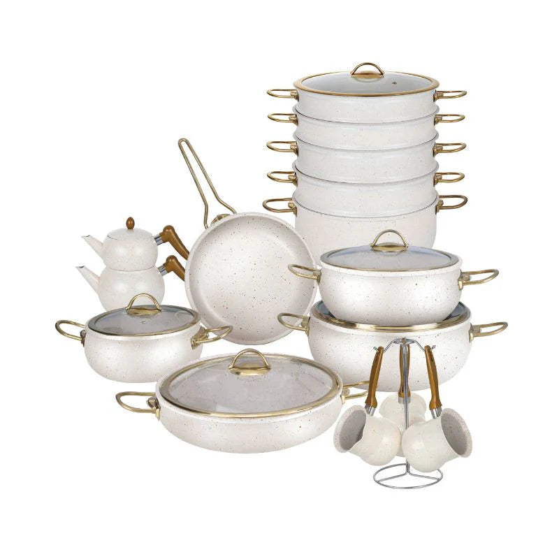 OSFE-23PCS Granite Cookware Set-GR23-WHT