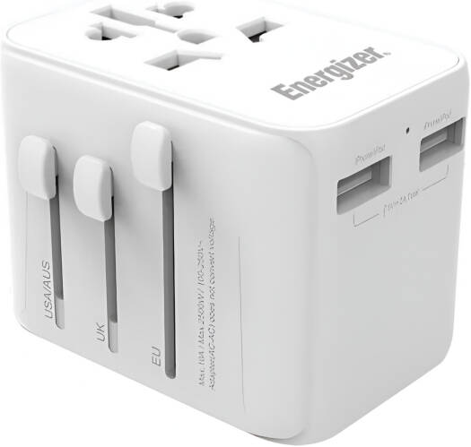 Energizer 12W International Travel Adapter/ Charge 4 Devices-White
