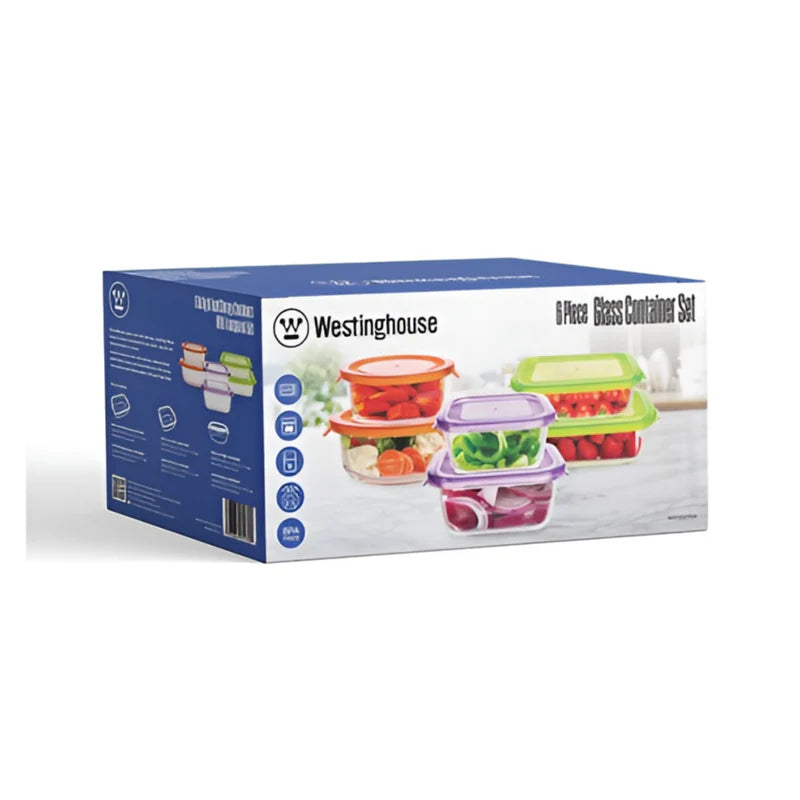 WESTINGHOUSE-6 pcs Glass Storage Set With Simple PP Lid
