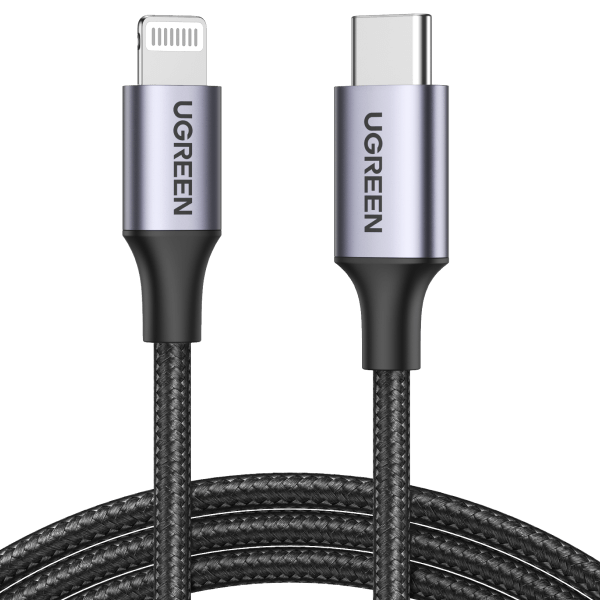 UGREEN USB-C to Lightning M/M Cable Rubber Shell 2m (BLACK)