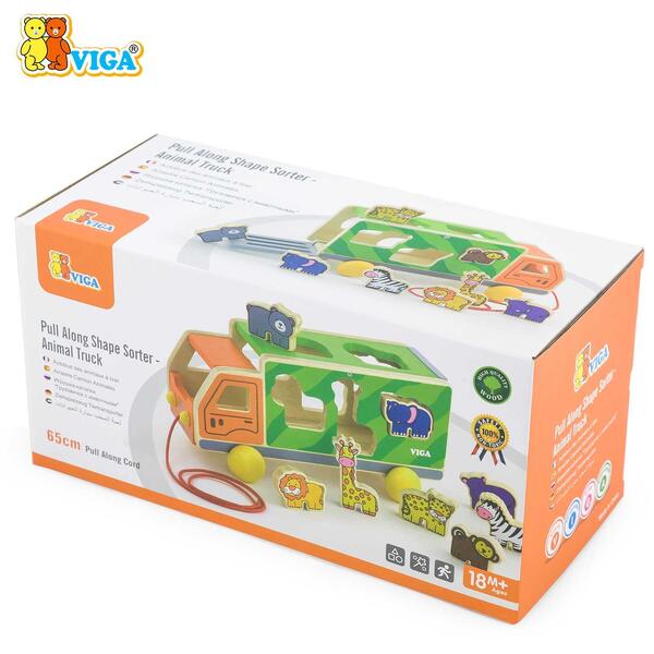 Viga Pull Along Shape Sorter- Animal Truck