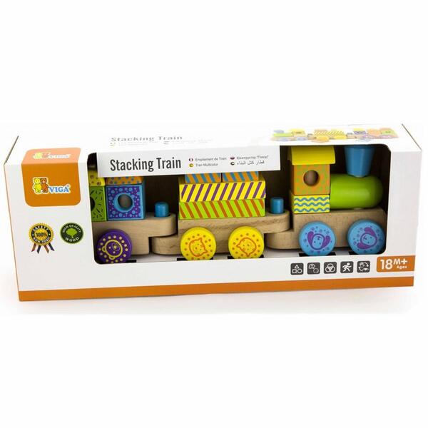 Viga Colorful Stacking Train – 15 Colorful Pieces