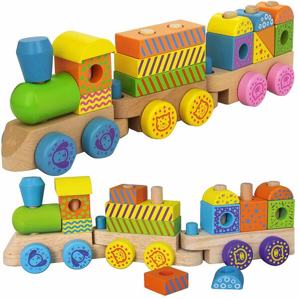 Viga Colorful Stacking Train – 15 Colorful Pieces