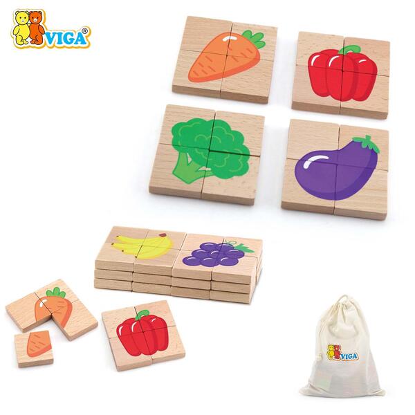 Viga Magnetic Puzzle Block - 32 pcs Set Fruits