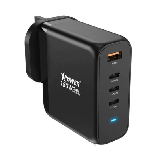 XPOWER 150W 4 Output PD 3.0/Qc/Scp Gan Wall Charger - Black