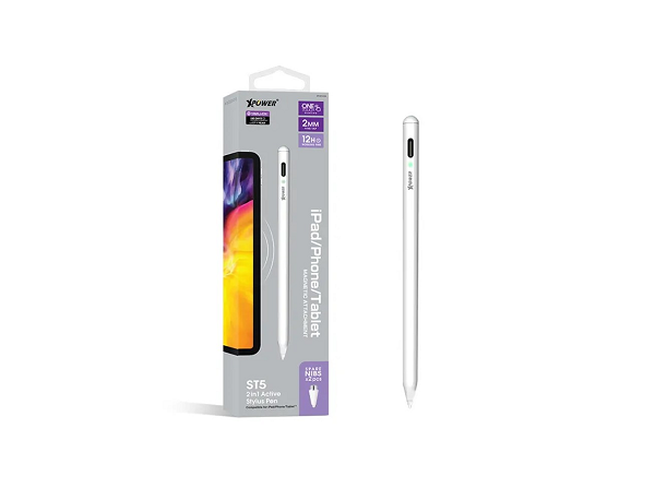 XPOWER ST5 2 In 1 Active Stylus Pencil For iPad and Phone / Tablet With Two Extra Nib, White
