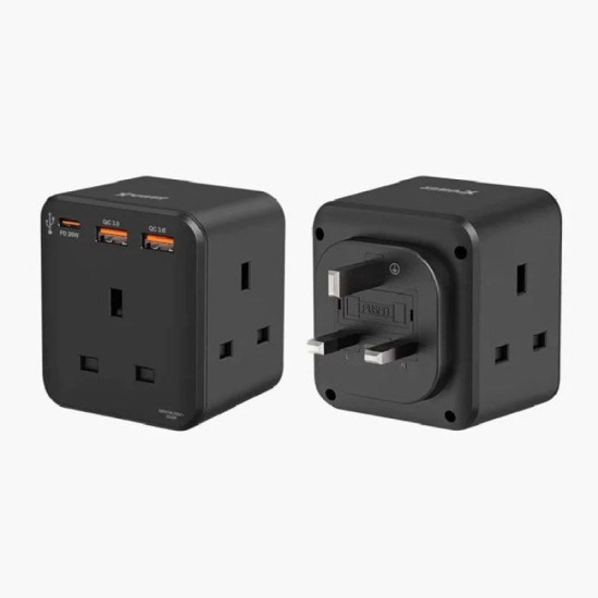 XPOWER PD 20W 3-Outlet Cube Extension Socket - BLACK