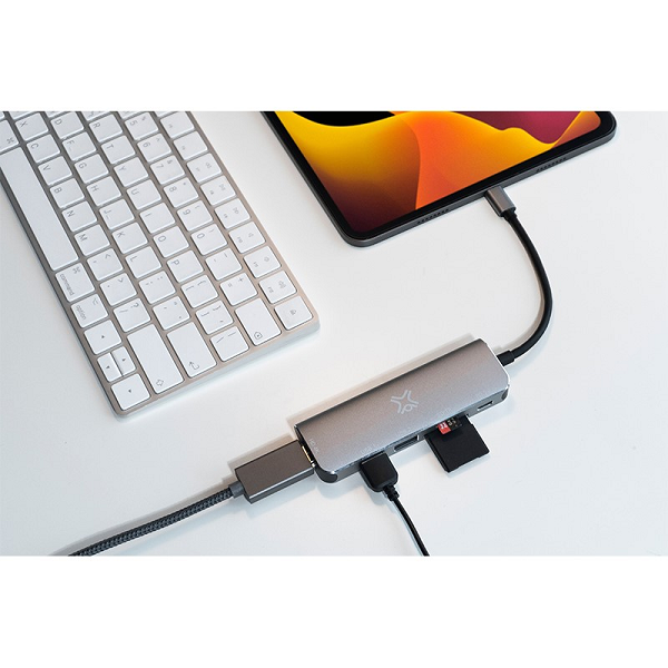 Xtrememac Type-C 6 in 1 Hub-HDMI 4K ، SD ، MSD Cards ، USB-C PD 60 WARTS ، 2 X USB 3.0 / USB 2.00