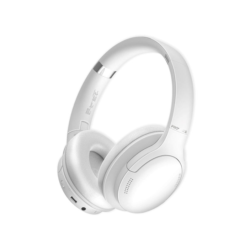 Promate LaBoca-Pro High Fidelity Over-Ear Wireless Headphones - White - TJRQXYO