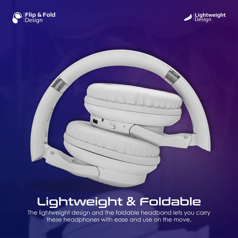 Promate LaBoca-Pro High Fidelity Over-Ear Wireless Headphones - White - TJRQXYO