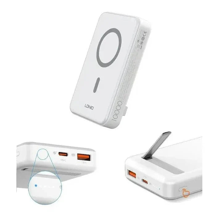 LDNIO PQ16 Magnetic Wireless Power Bank - 10,000mAh / 22.5W / White