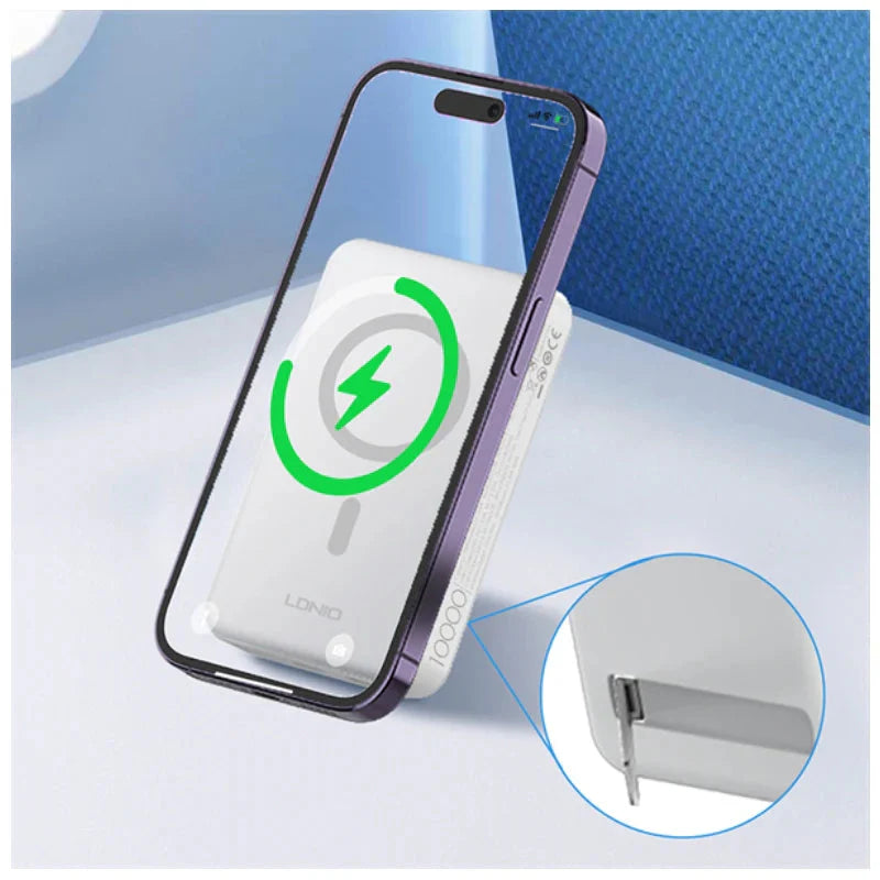 LDNIO PQ16 Magnetic Wireless Power Bank - 10,000mAh / 22.5W / White