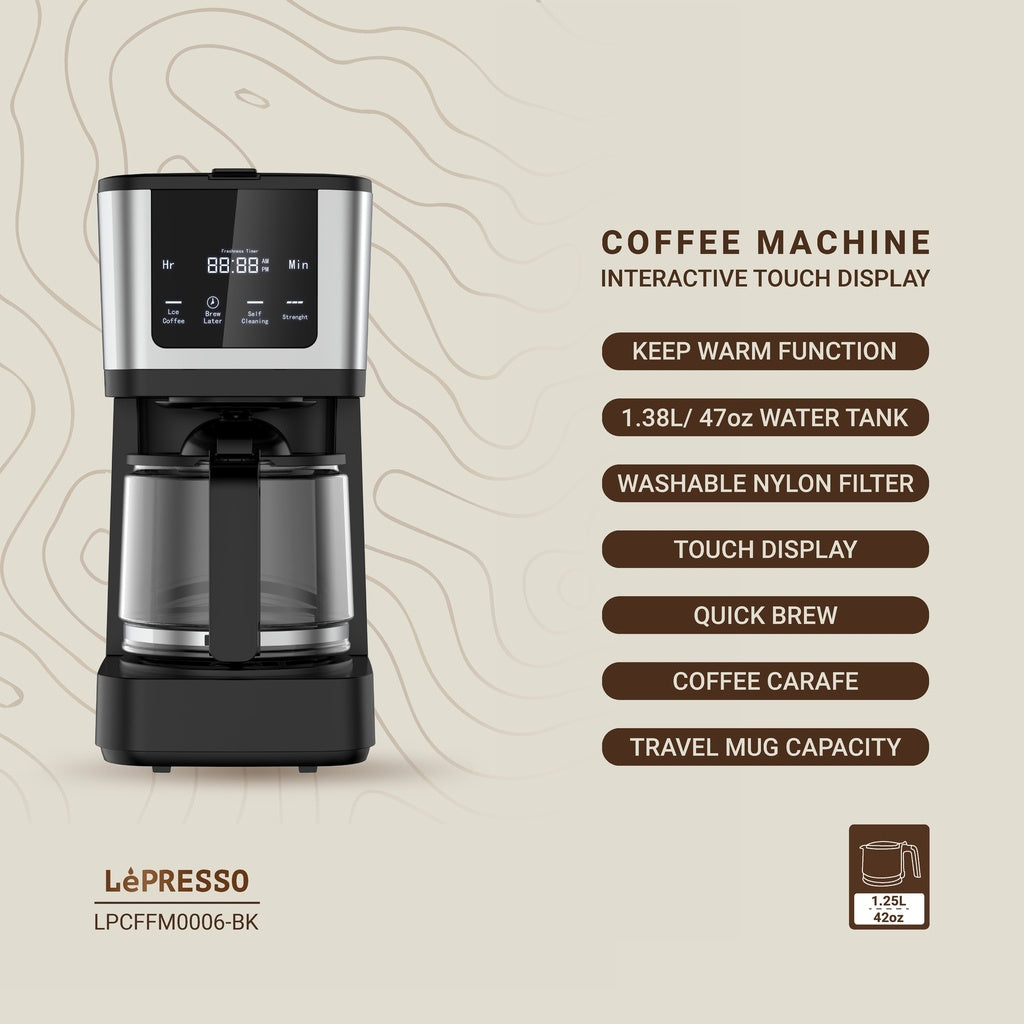 LePresso Rich Brew Coffee Machine Interactive Touch Display - Black