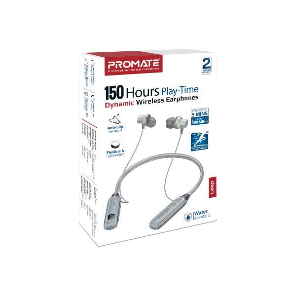 Promate Leap Wireless Neckband Earphones - Silver - TJRVSN9