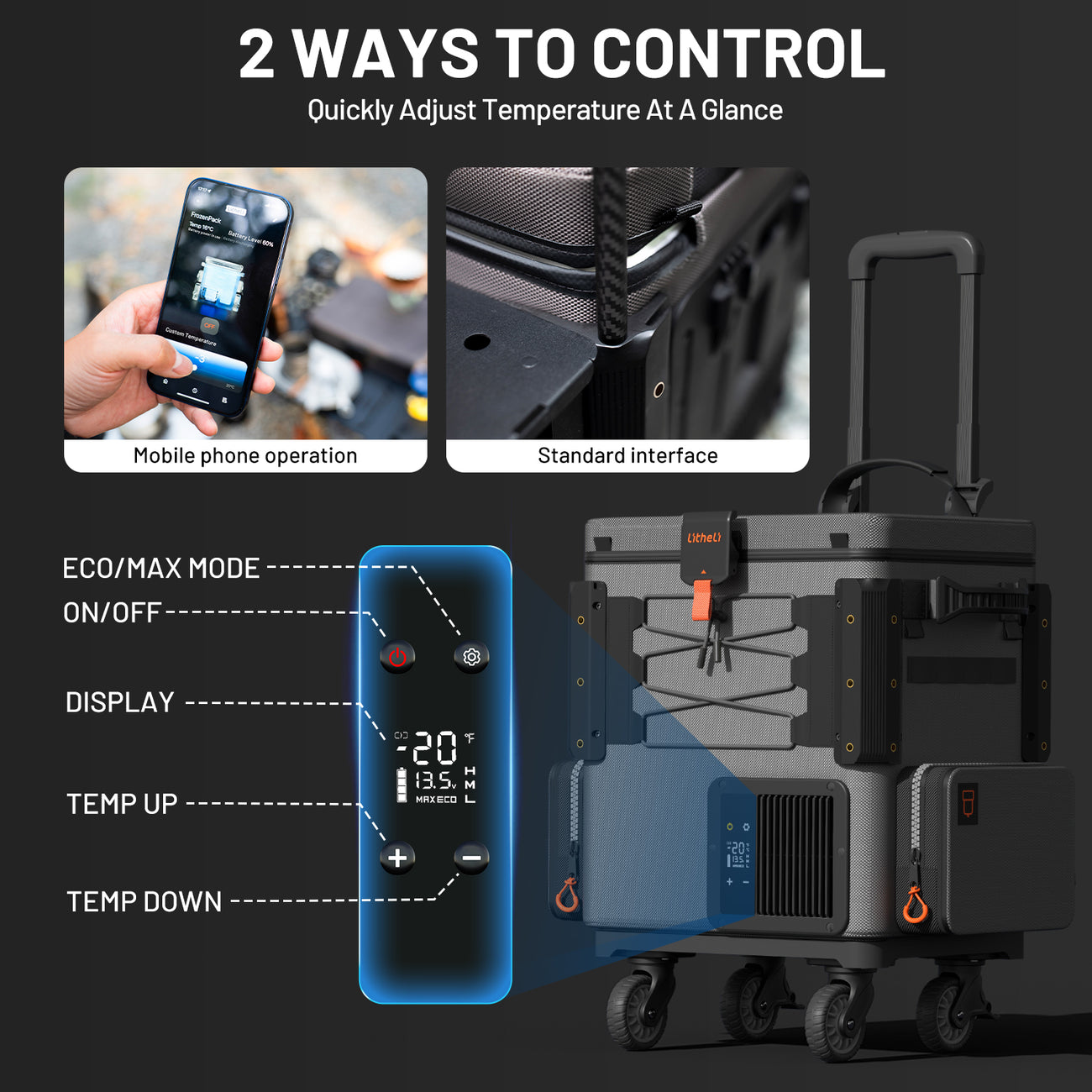 Litheli FrozenPack Portable Fridge Dual Battery - Grey