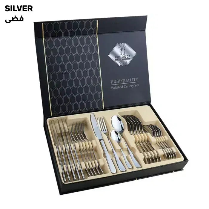 Luxury 24pcs Stainless Steel Cutlery Set Silver