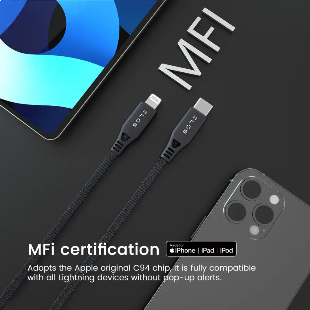 ZLOS USB-C to Lightning Cable leather strap included