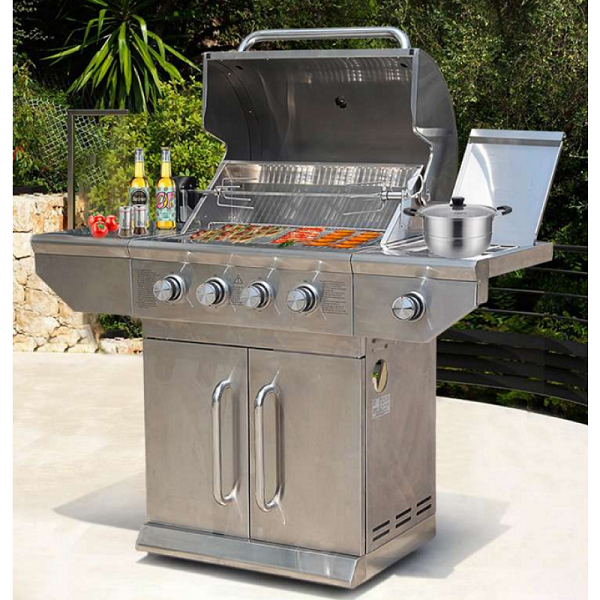 Grill on Gas with Built in Side Cooker Stainless Steel-RZQ0