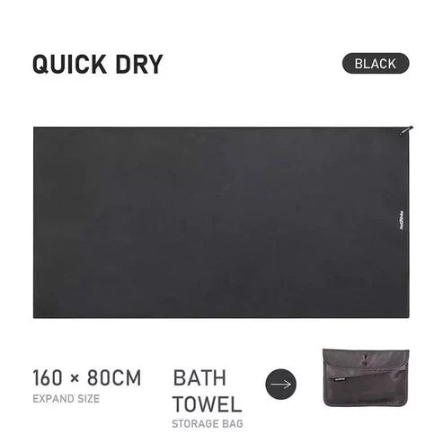 Naturehike Fitness Antibacterial Quick-Drying Beach Towel/Bath Towel - Black (160*80)