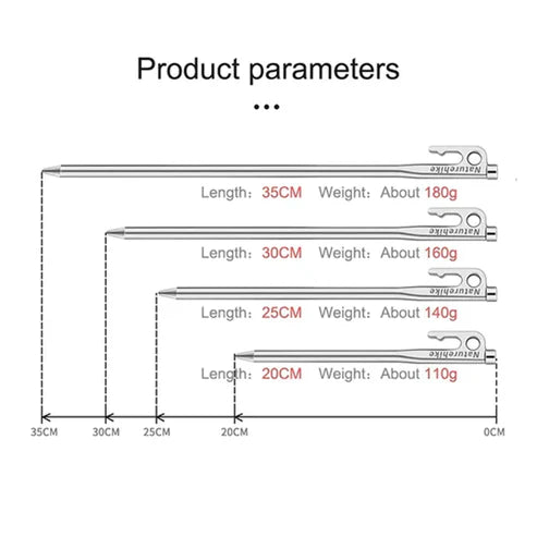 Naturehike Large stainless steel tent peg 25CM - Silver