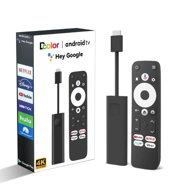 Dcolor Android TV Stick - 4K / HDMI / USB-C / Wi-Fi / Bluetooth / Black