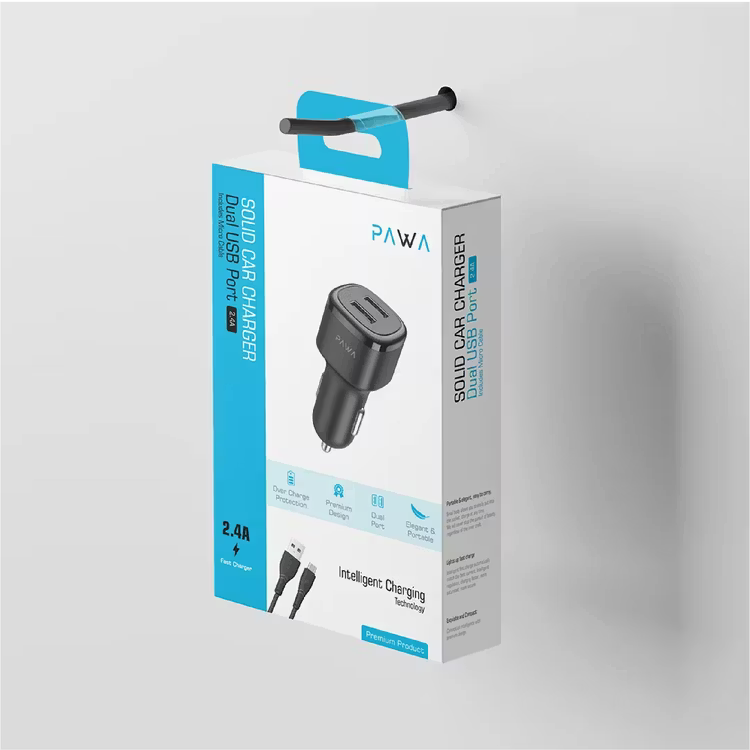 Pawa Solid Car Charger 2.4A Auto-Id With Type C Cable