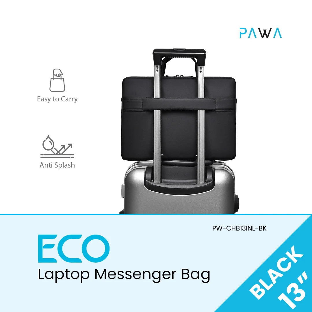 Pawa Eco Laptop Messenger Bag. 13in -Black