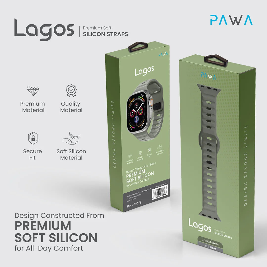 Pawa Lagos Premium Soft Silicon Strap 45/49MM - Coastal Green
