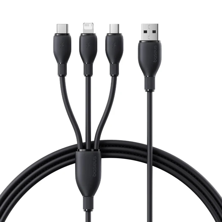 Baseus Ultra-Fast One-for-Three Fast Charging Cable USB-A to M+L+C 1.3m - Cosmic Black