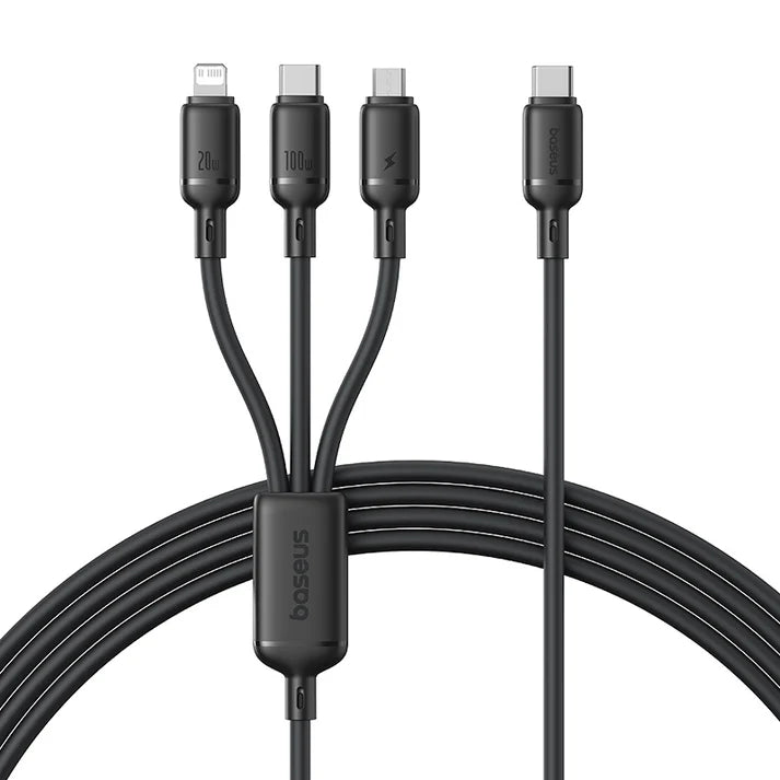 Baseus Silky One-for-Three Fast Charging Cable USB-C to M+L+C 100W 1.5m - Cosmic Black